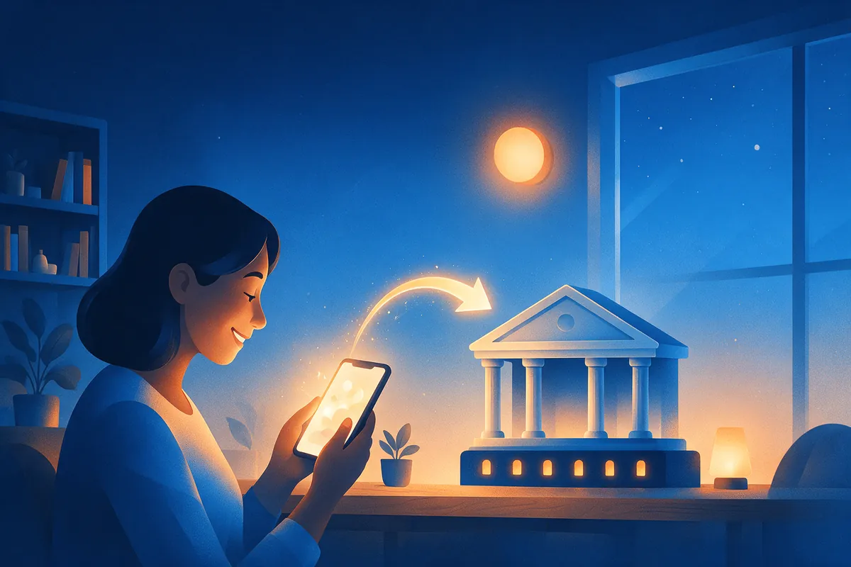 Perempuan menarik penghasilan freelance dari HP ke rekening bank